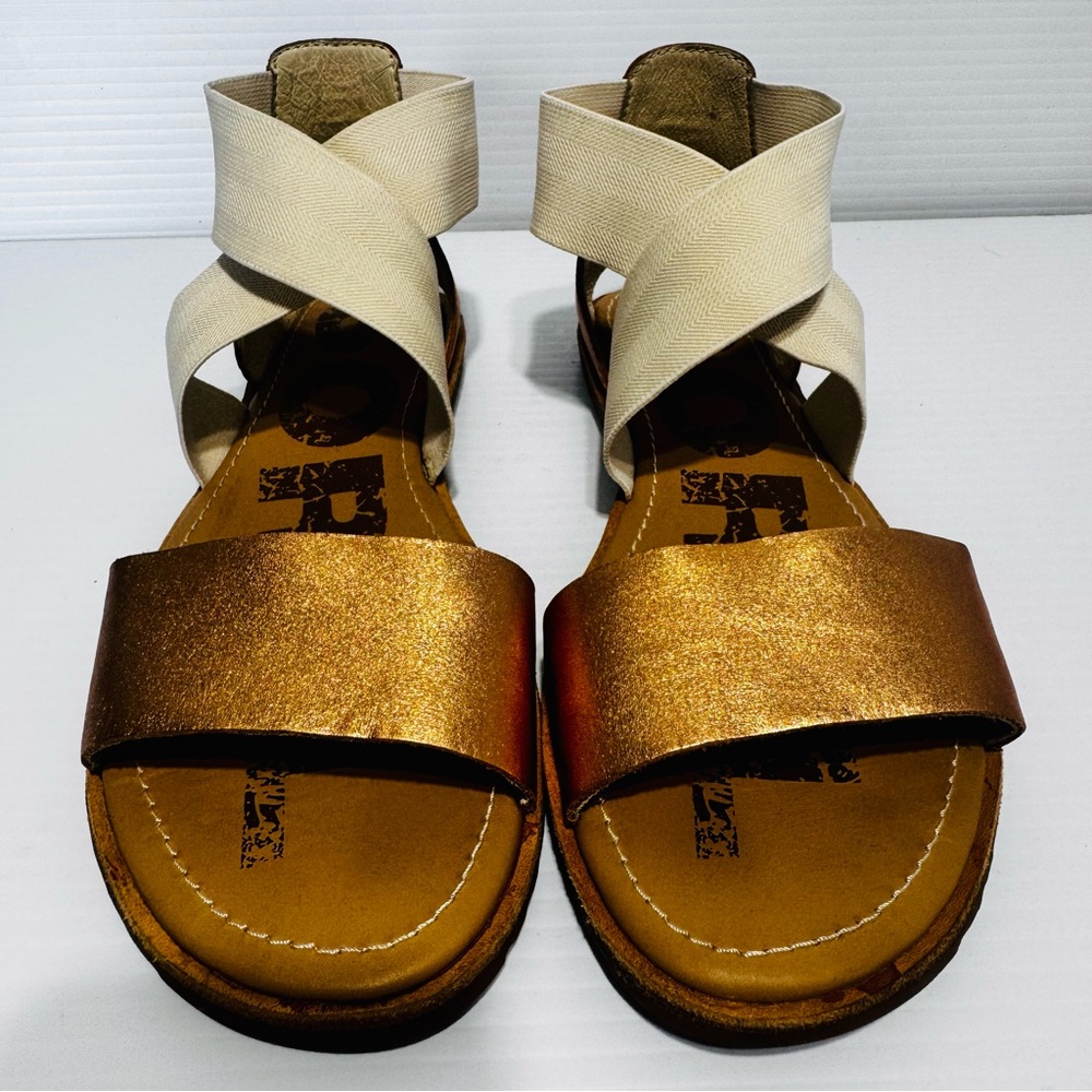 Sorel Ella Metallic Gold and Cream Sandals Size 7 - Picture 7 of 14